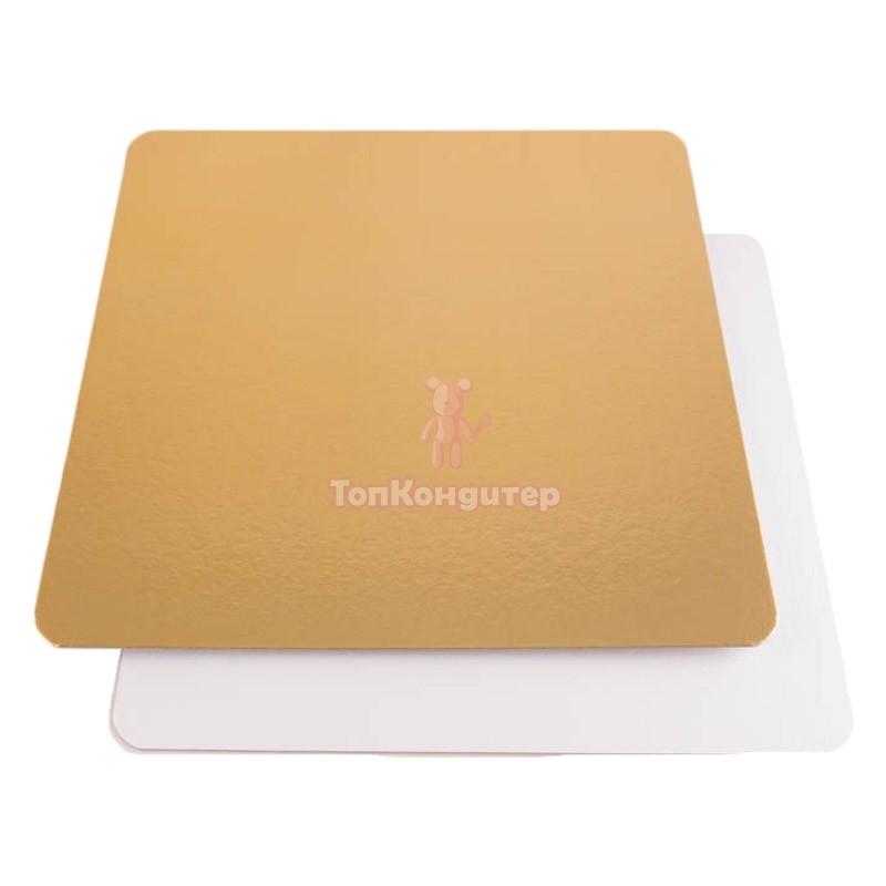 Подложка для торта "Золото/Белая" 23 см*23 см, толщина 3,2 мм