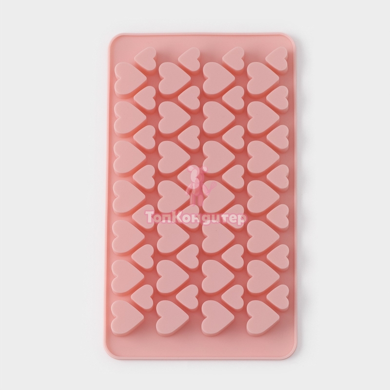 Форма для конфет и шоколада Доляна «Сердечки», силикон, 19,5×11,5 см, 56 ячеек (2×2/1,5×1,5 см), розовая