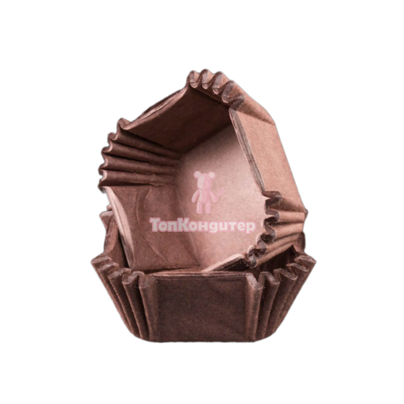 Капсулы бумажные для конфет коричневые квадрат 35 мм*35 мм*25 мм, 50 шт