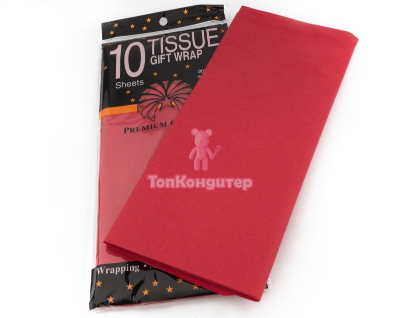 Бумага Тишью красный 50*66 см 10 листов