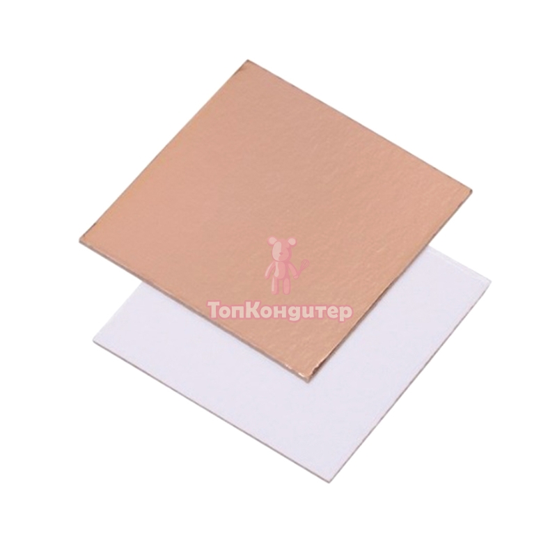 Подложка для пирожных "Золото\белая" 8 см*8 см, 1,5 мм