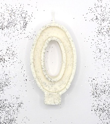 Свеча цифра "0" с серебром