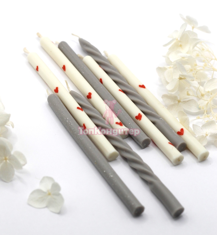 Свечи натуральный воск "серые" 8шт.