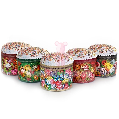 Форма бумажная для кулича "ЖОСТОВО МИКС" d= 13,4 см x h= 10 см