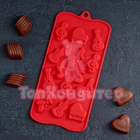 Форма для льда и шоколада «Музыкальные инструменты», 21,5×10,5 см, 14 ячеек