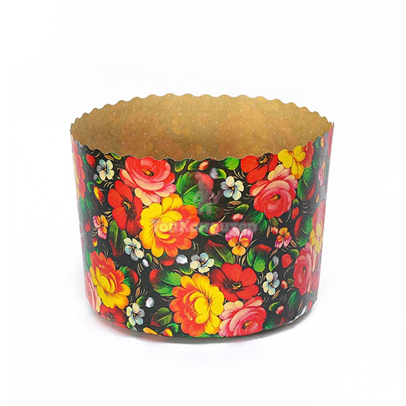 Форма бумажная для кулича "ЖОСТОВО" d= 11 см x h= 8,5 см