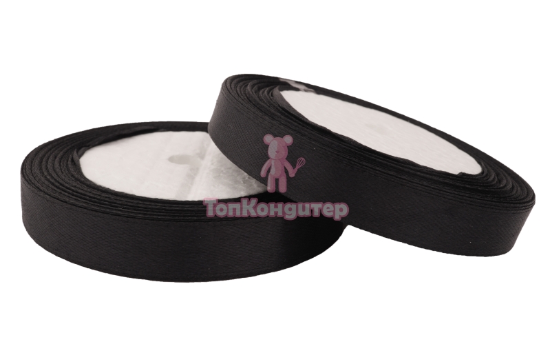 Лента атласная 1,2 см Черный 23 м
