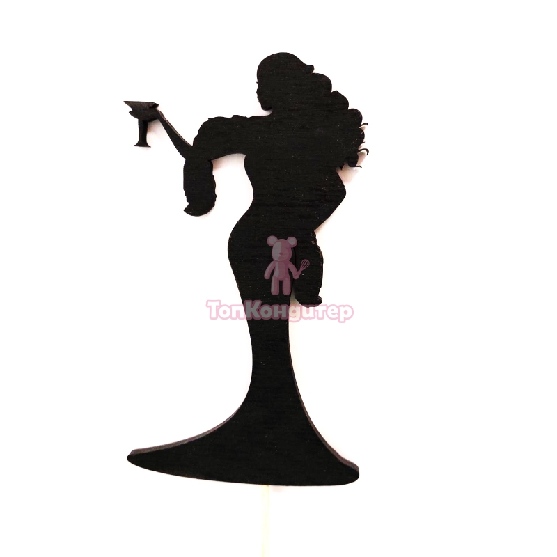 Топпер "Девушка с бокалом, волосы распущены", 36001138-ч 7,5*13