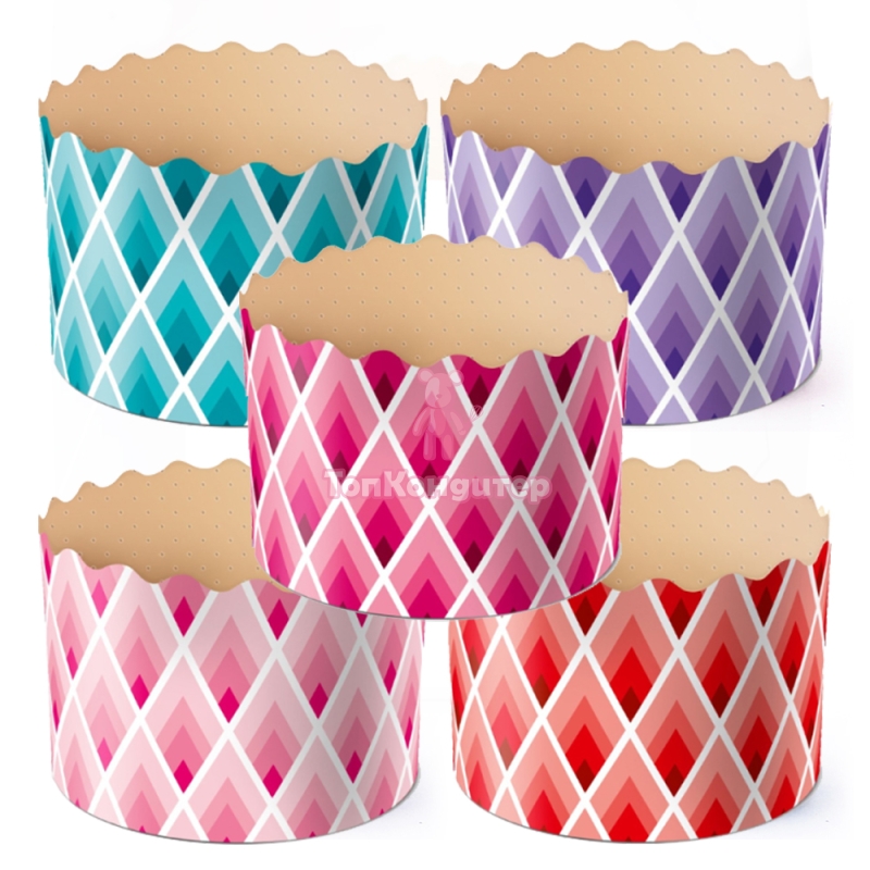 Форма бумажная для кулича "ГЕОМЕТРИЯ" d= 9 см x h= 9 см