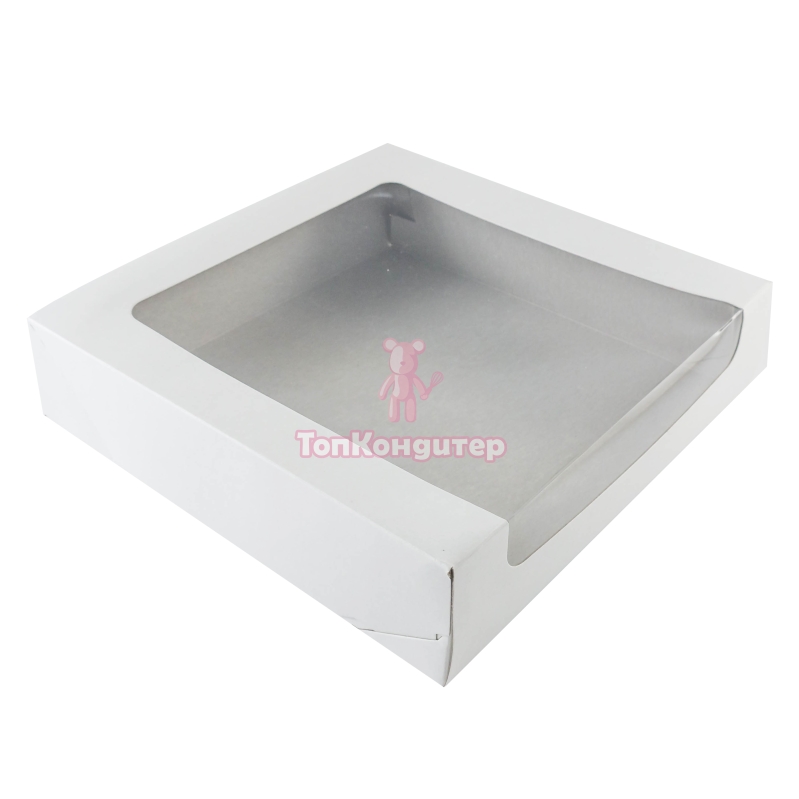 Коробка для зефира 22 см*22 см*6 см квадратная белая